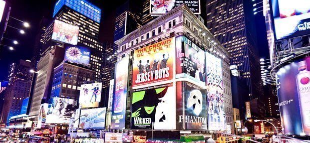 New York City - Times Square featured with Broadway Theaters and animated LED signs